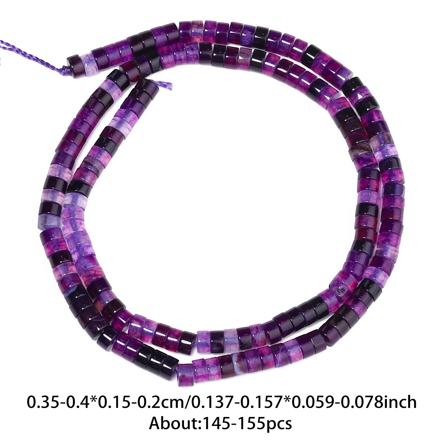 TEMU Perles cylindriques espacées de 2X4 mm en violette naturelle pour la fabrication de bijoux, bracelets élégants, , boucles d'oreilles, cadeaux