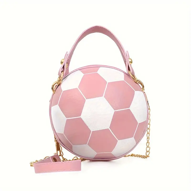 sporty chic soccer ball inspired crossbody bag trendy chain strap womens fashion handbag shoulder purse pu material in multiple colors details 6