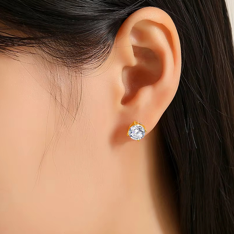 Moissanite Four-Prong Earrings, Stylish Statement Piece