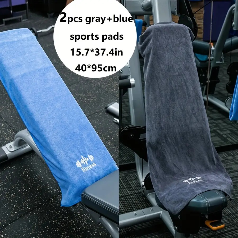 E-shop 2er-Set Große Sportgeräte-Polsterhandtücher - Extra lange 15,7x37,4 Zoll Fitnessstudio-Handtücher mit Taschendesign, weiche, saugfähige