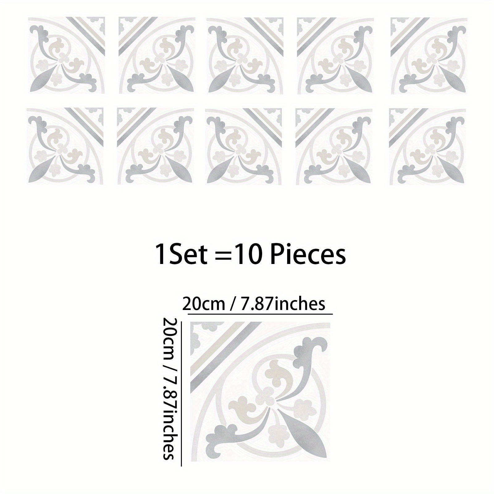 10pcs Self-adhesive Floor Tile Stickers, Removable Wall Stickers, Suitable For Bathroom Room Splash Guards, Waterproof Self-adhesive Paper, Home Decoration, Mural Stickers, Room Decor