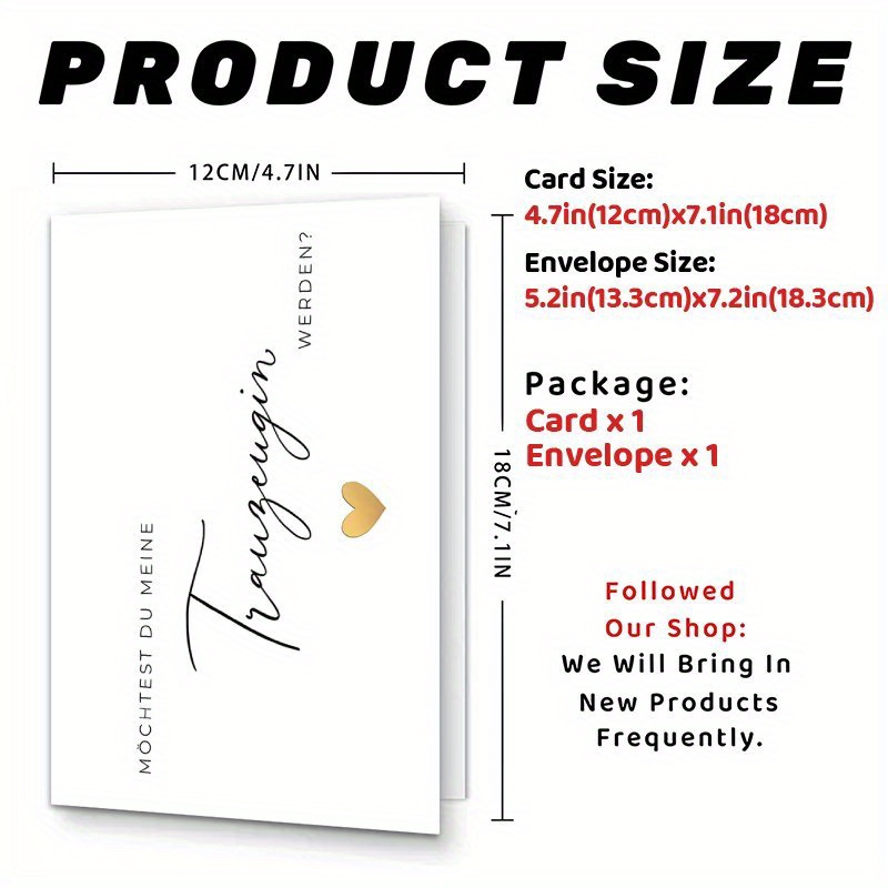 TEMU 1pc 1pcs German Bridesmaid Question Card - "wirst Du Meine Braute?" (will You Be My Bridesmaid?) - Wedding Ask Suitable For Wedding, Thank You