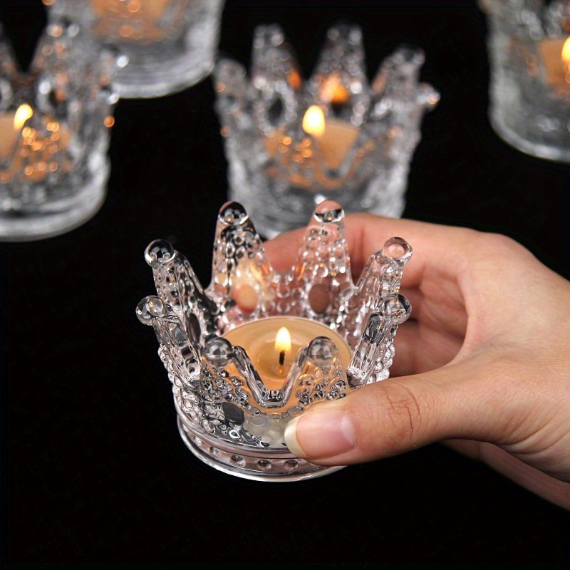 Image of Set Of 6 Transparent Tealight Holders For Candles, Perfect For Weddings, Parties, And Home Decoration
