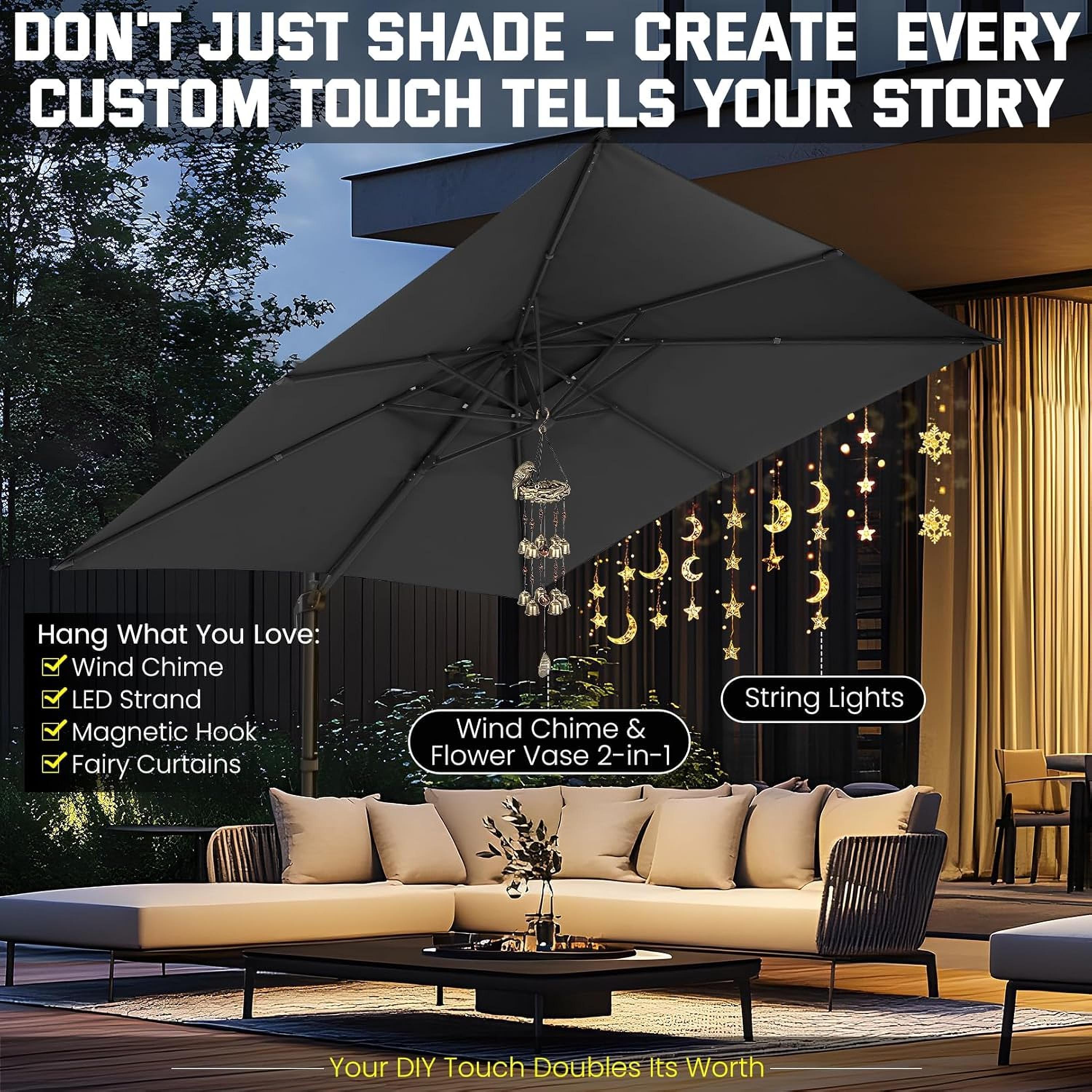 10ft Heavy-Duty Outdoor Cantilever Parasol with, Large Rectangular Offset Umbrella - 360° Rotating Canopy, Tilt Mechanism & Heavy-Duty Aluminum Frame for Patio, Deck, Balcony, Pool (Compatible with most roofs)