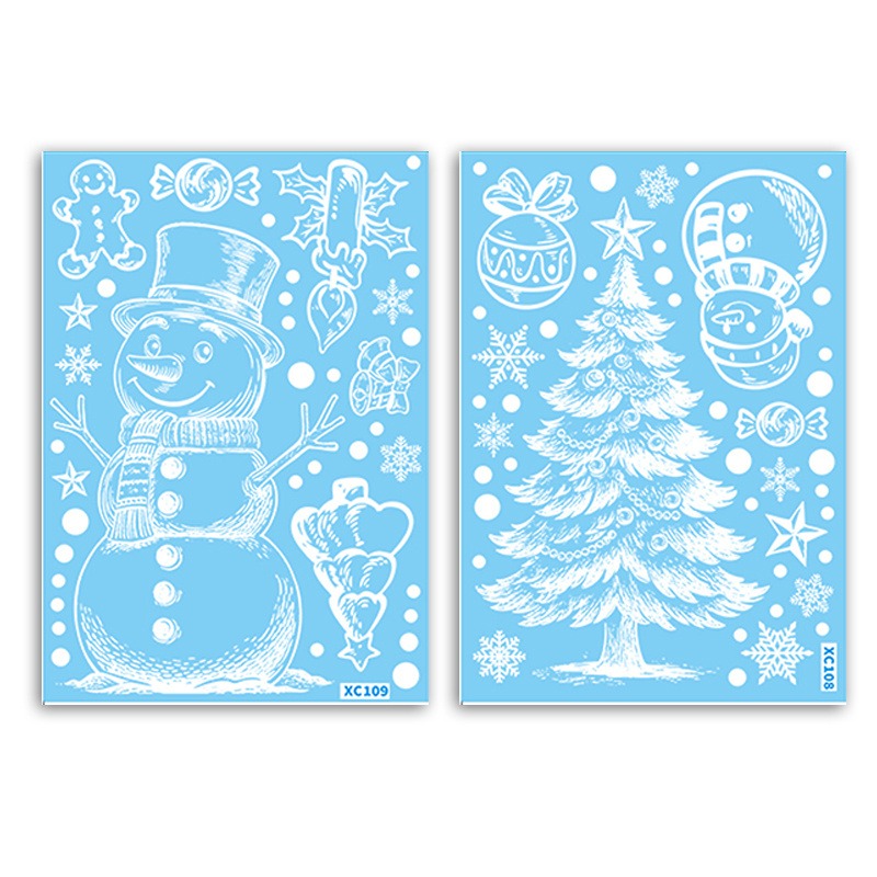 2pcs (2sheets) Reusable Static Cling Window Decals - Winter Snowflakes, Christmas Trees & Snowman, Pvc Stickers Suitable For, Mirrors, Doors - /remove, No Residue, Decoratable Decor ()