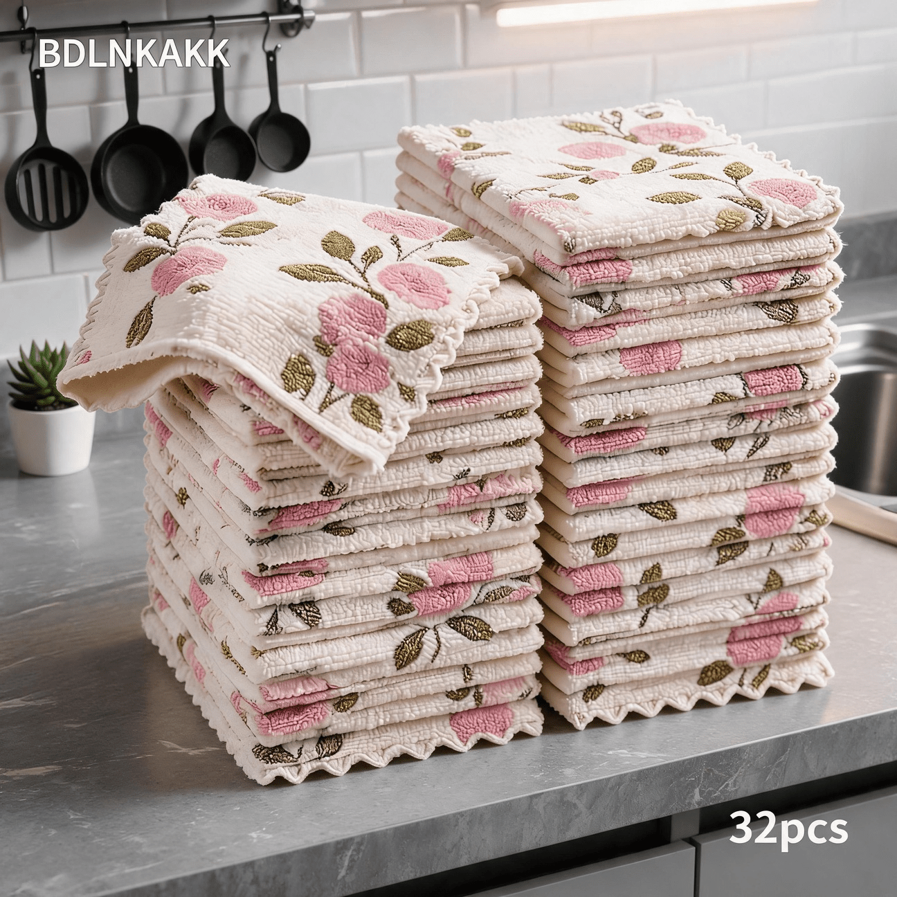 TEMU BDLNKAKK 8/16/32 pièces Lingettes de Nettoyage Réutilisables , Serviettes Douces Super Absorbantes à Séchage Rapide, Lingettes Humides