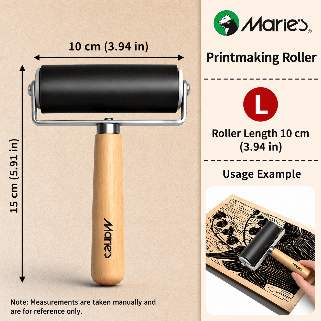 TEMU Marie's Printmaking Roller Tool Set, Black Rubber Ink Roller, Suitable For , Vinyl Sheet, Rubber Plate Printing And Artistic Painting. Used For