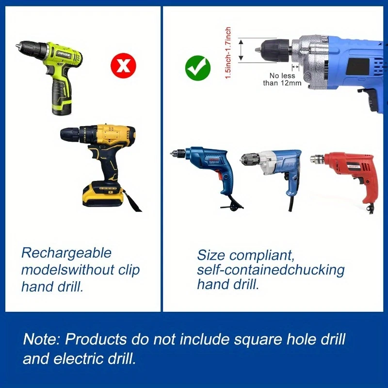 square hole drill bit adapter mortising attachment for drill press hand drills heavy duty iron construction precision woodworking tool for mortise tenon joints 1 5 2 2 c diameter details 4
