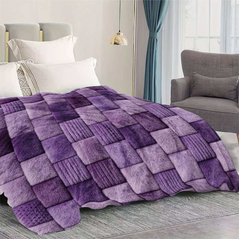 TEMU 1pc Christmas Halloween Printed Flannel Blanket, Faux Fur Texture Flannel Blanket, Soft And Skin-friendly , Usable Bedroom Living Room Sofa