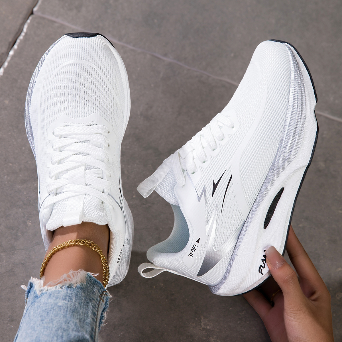 TEMU New Road , Anti-slip And Wear-resistant Thick-soled Sneakers, Breathable And Fashionable Trendy Women's Shoes - Suitable For And Outdoor Sports