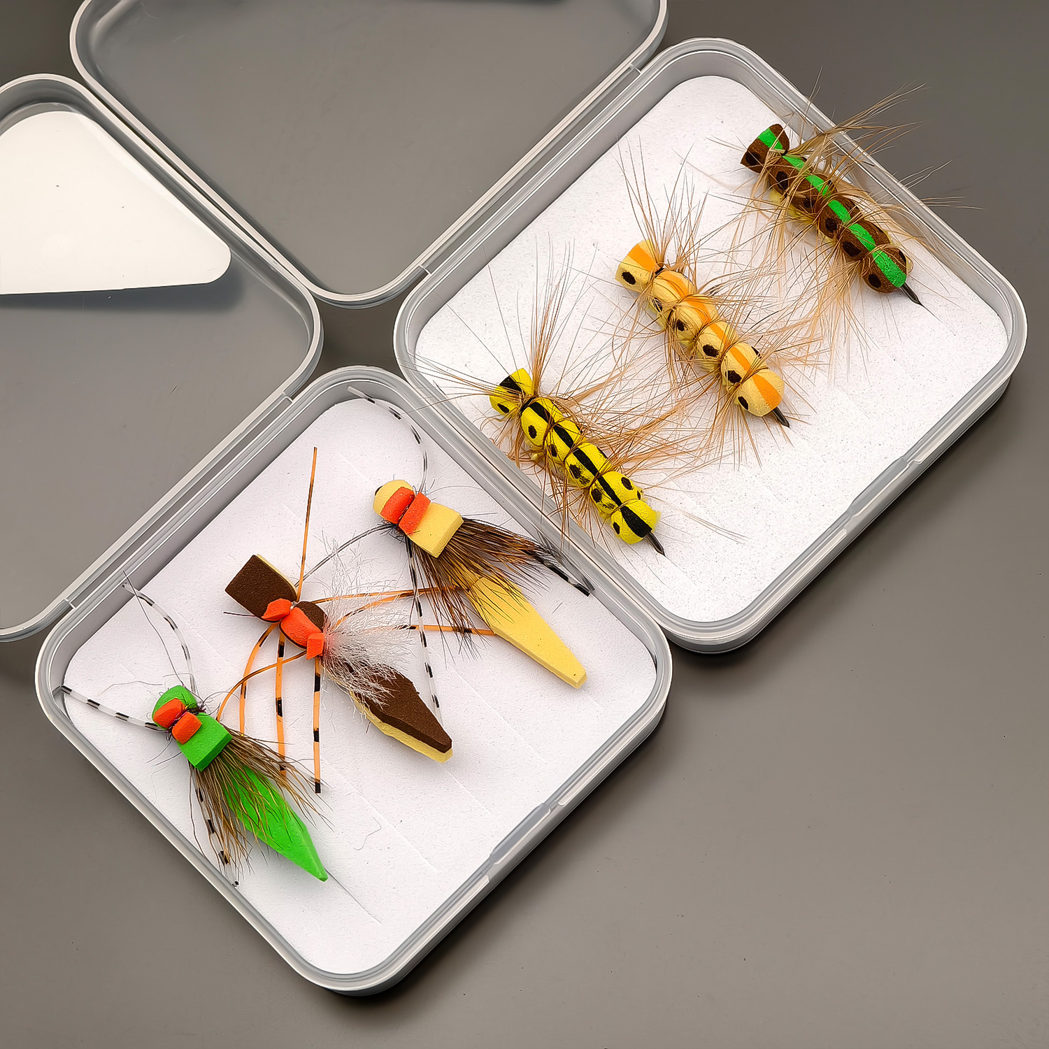 TEMU Anfs 6pcs Handmade Dry Fly Fishing Flies - Vibrant Patterns, Carbon Steel Hooks, Artificial Feather Baits For Freshwater Bass Fishing, Perfect