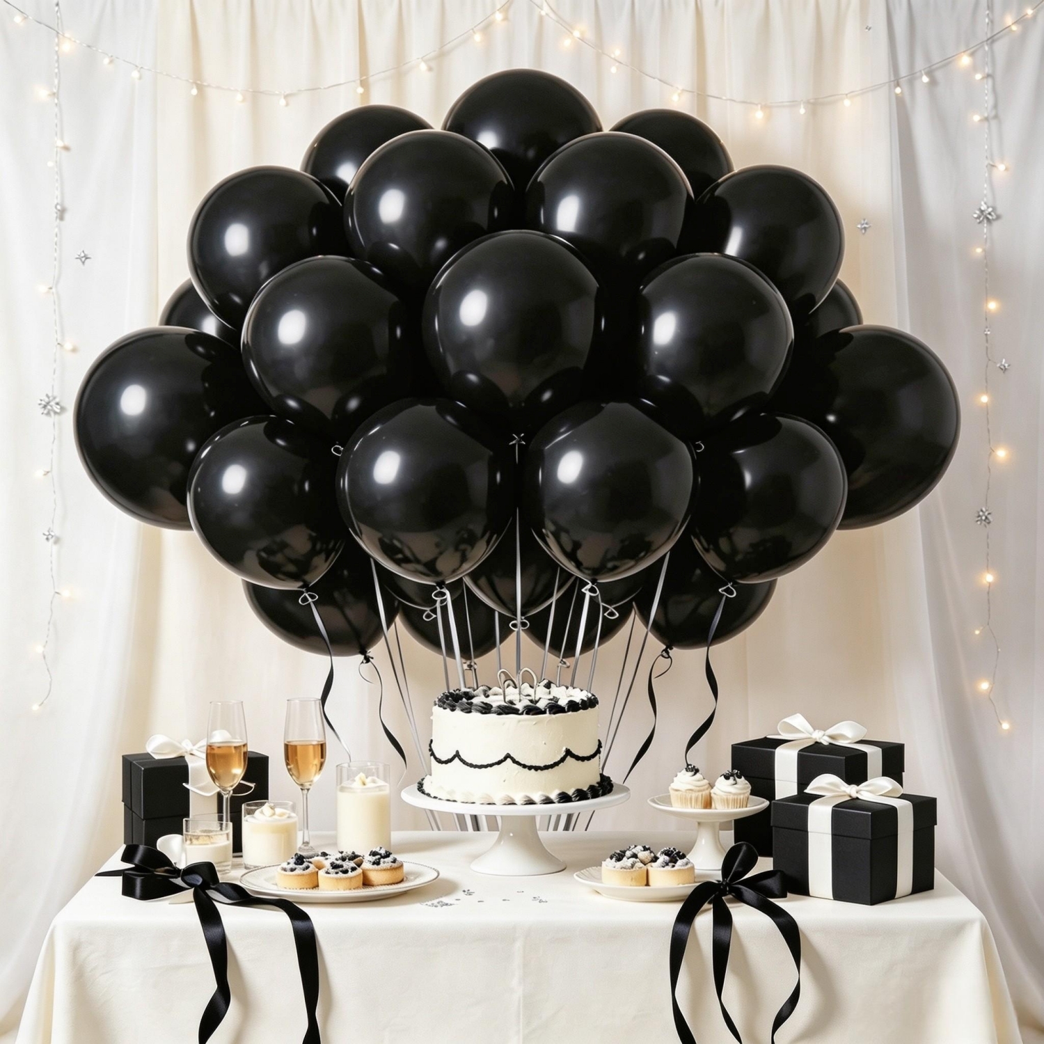 TEMU 28pack 10 Inch Black Balloons Black Latex Party Balloons For Birthday Party Graduation Halloween Wedding Bachelorette New Year Decorations
