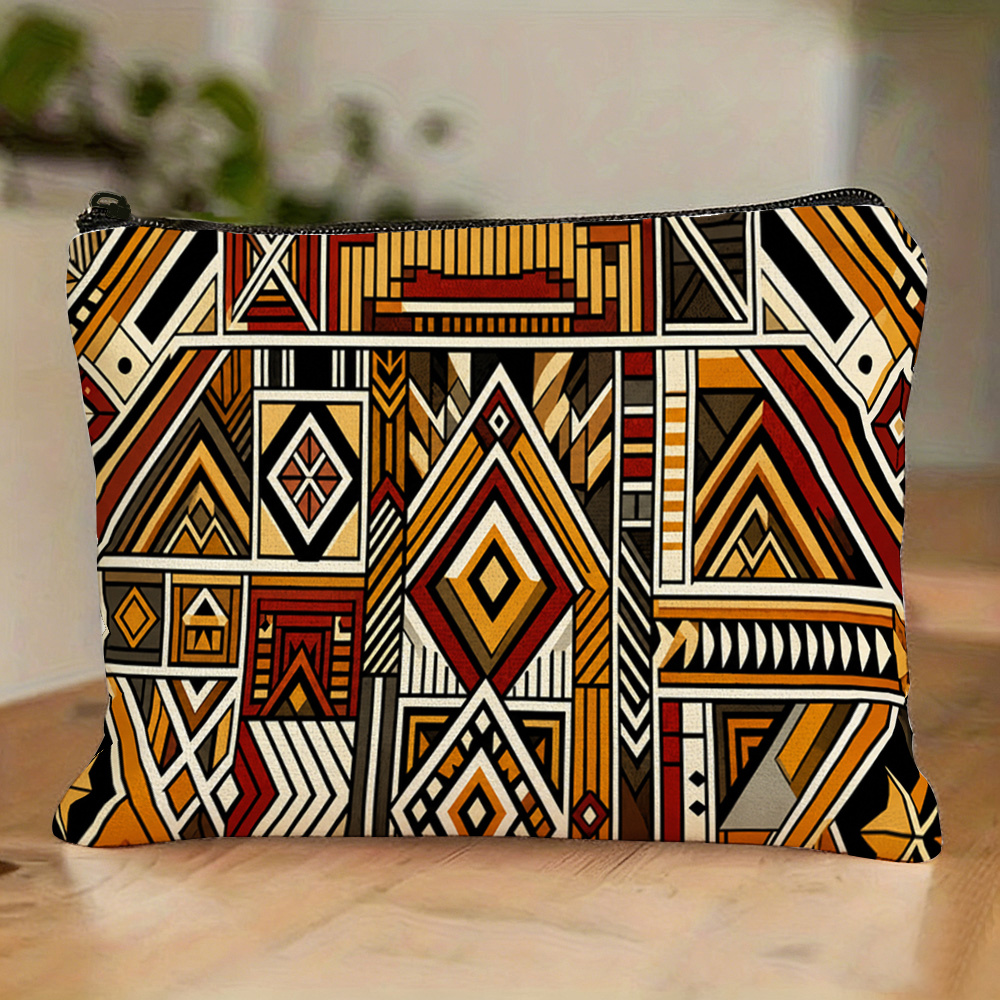 TEMU Neceser de maquillaje de 1 pieza con de cuadros geométricos vintage, organización rápida, , , para almacenamiento de viaje, maquillaje diario, ,