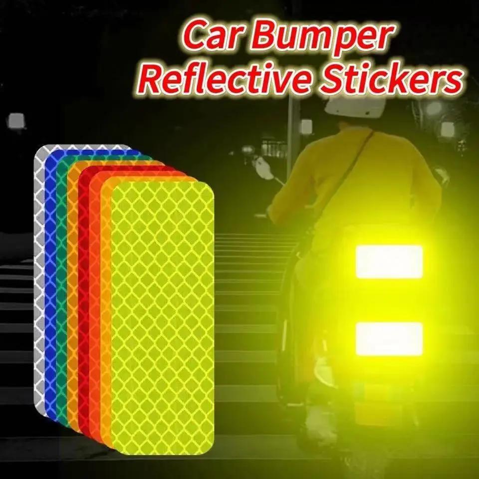 

12-pack High Visibility Reflective Stickers For Motorcycle & Car Bumper, Waterproof Pet Safety Tape Decals In 5 Colors For Outdoor Use - Reflective Strips For Vehicles, Bicycles, And Luggage Bags