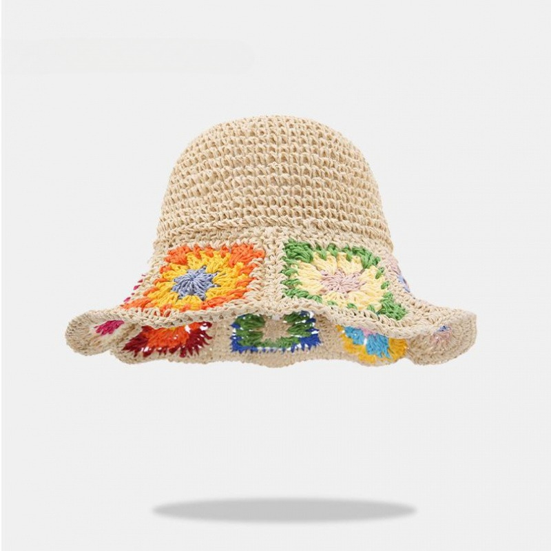 Image of 1 Pack 2026 New Arrival Vacation Straw Hat For Women Embroider Sun Hat Seaside Beach Large Brim Sun Hat Casual Straw Hat Foldable Wide Brim Empty Top Hat Summer Travel Hat