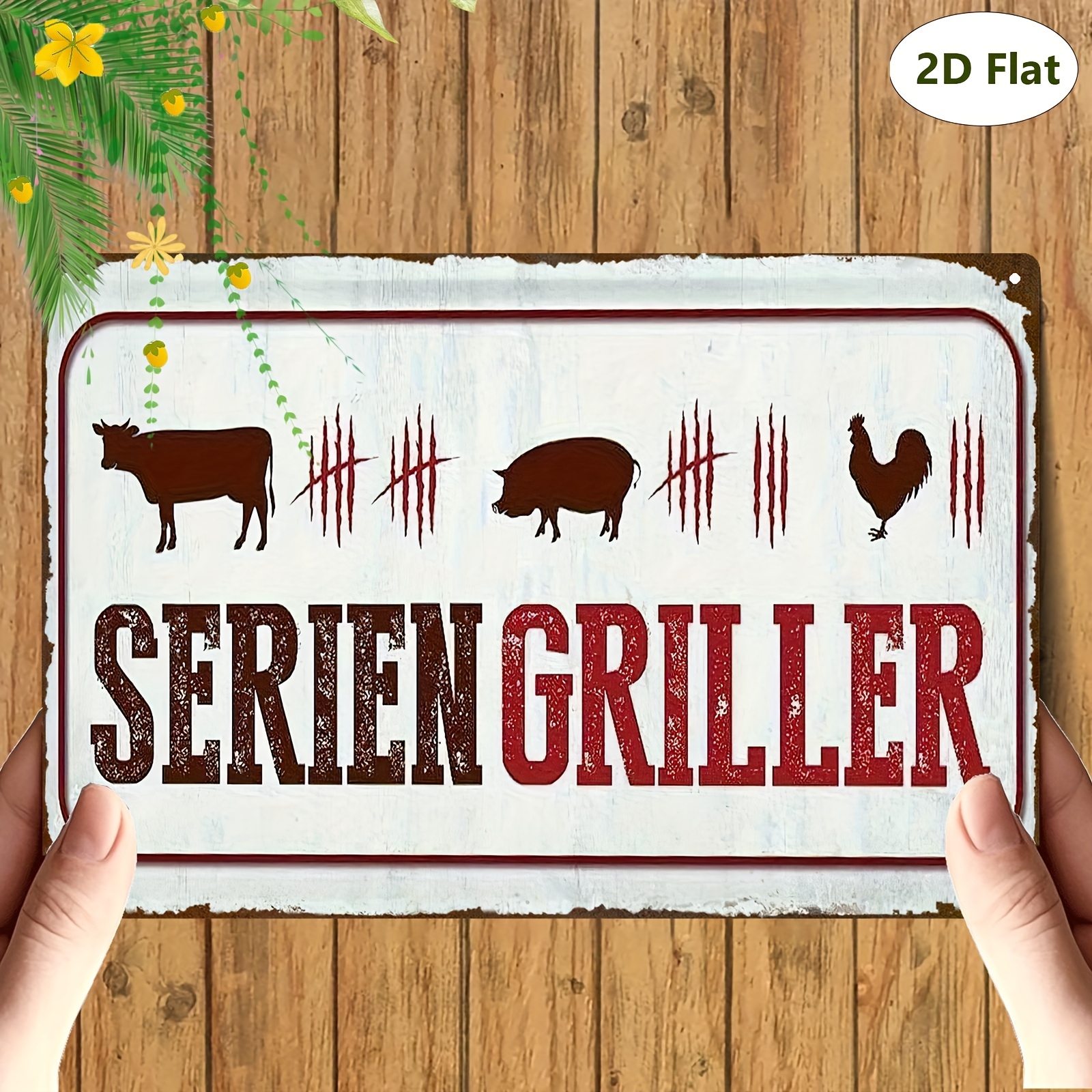 Image of 2d Flat, -duty Metal Grilling Sign - 8x12 Inch Rustic Farmhouse Suitable For Home, Bar, Kitchen Decor With Suitable For Text, Balcony & Market Decoration - / Grill Art For Bbq, Dining Room, 2d Flat