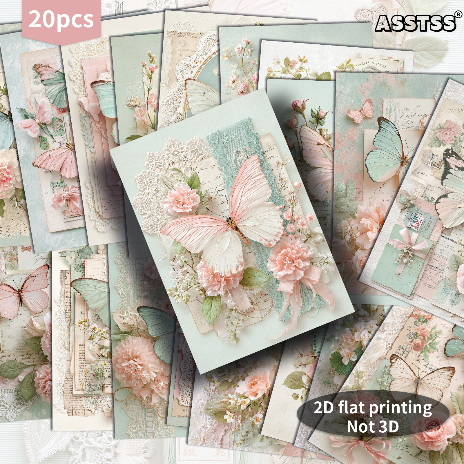 TEMU 20pcs Asstss Vintage Spring Floral & Pinup Postcards Suitable For Scrapbooking, Junk Journals, Crafting - Retro Suitable For Scrapbooking,,