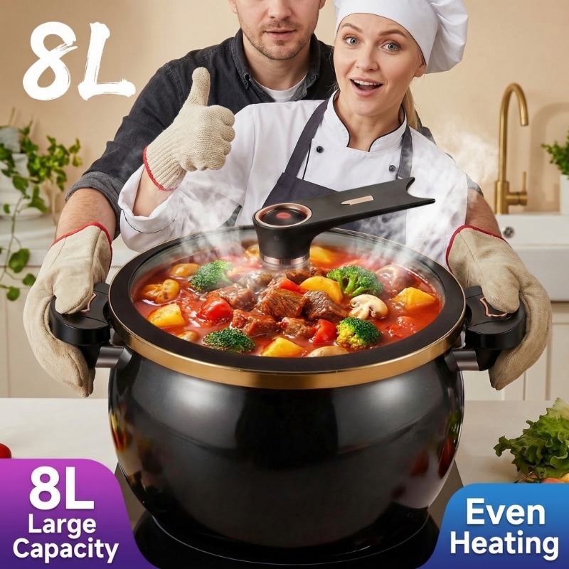 TEMU Outdoor Cookware: A Sturdy And Durable Cookware Set Compatible With Induction And Gas Stoves. Featuring Heat Distribution, A Versatile And