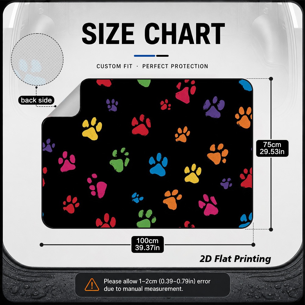 TEMU 2d Flat, 1pc Colorful Design Anti-slip Car Trunk Mat, Durable Cargo Mat For Mud Protection, Easy Clean Vehicle Interior Additions For Cars Suvs