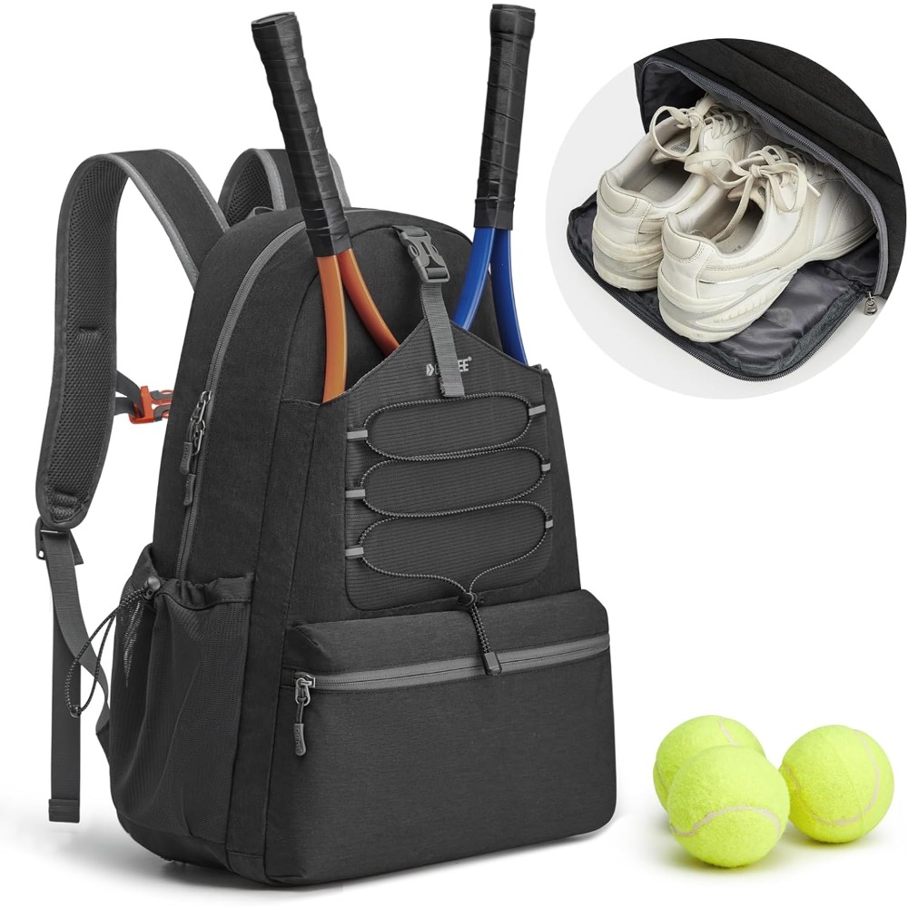 Tennis Bag, Tennis Backpack For Women And Men, Large Pickleball Bag, Holds 4 Rackets With Shoe Compartment