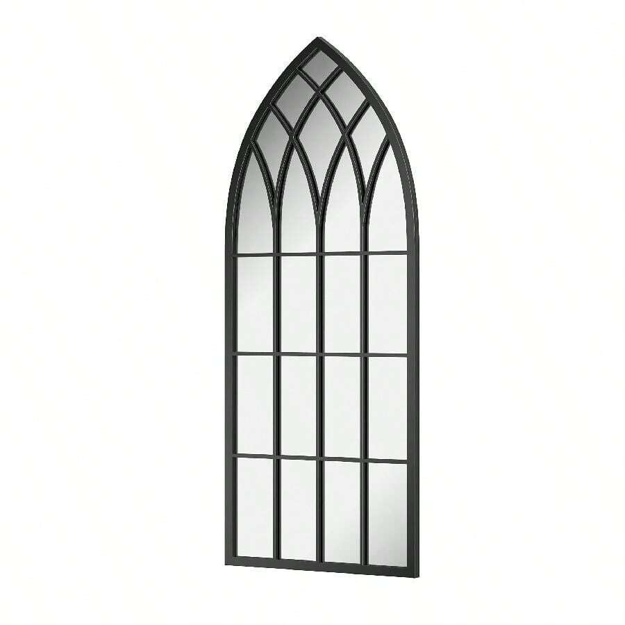 Black Arched Window Mirror Cathedral Style Decorative Mirror