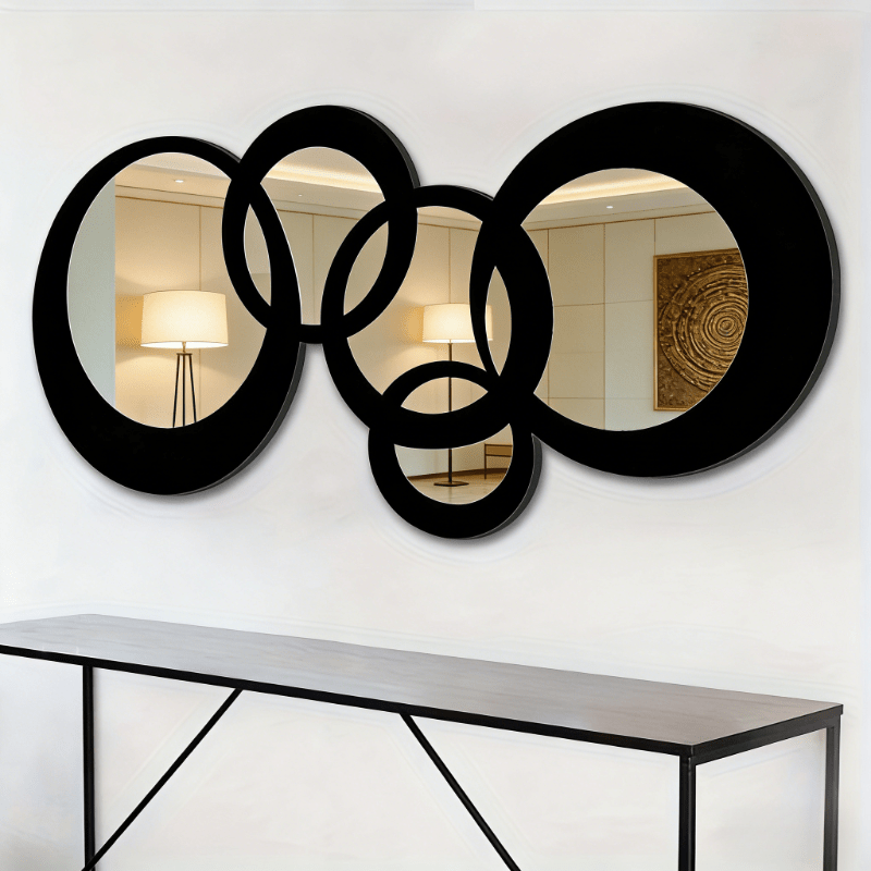 wooden frame   splicing retro wall mirror creative hanging decorative mirror home holiday birthday graduation gift 0