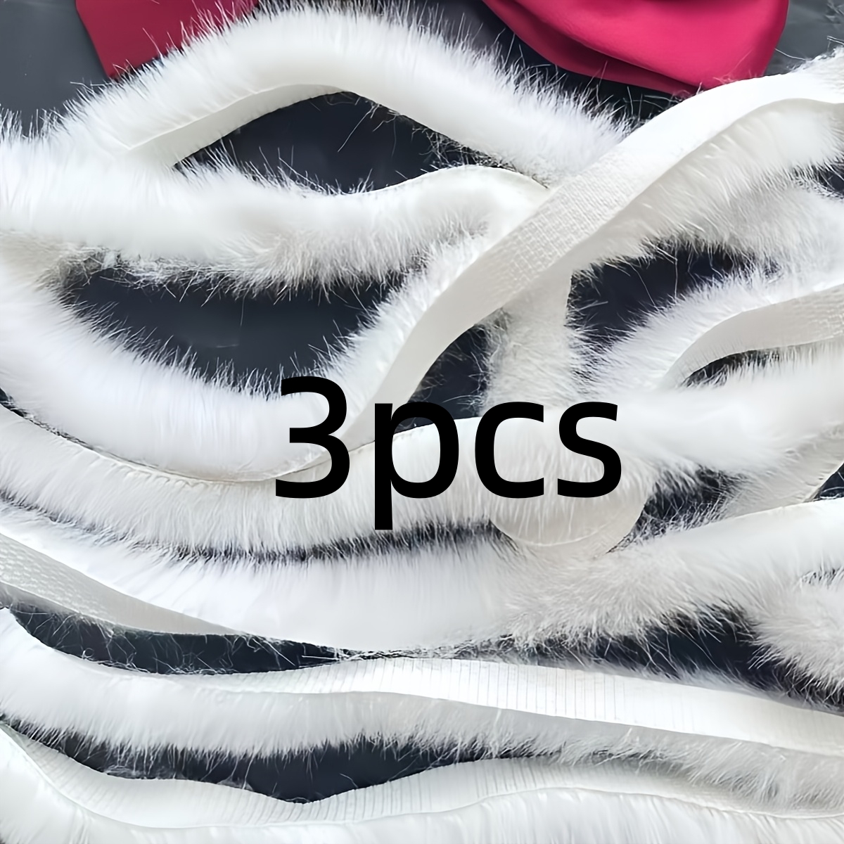 TEMU 3pcs Artificial Fox Fur Trim, Plush Material, Suitable For Crafts, Clothing, Christmas Decorations, Sewing Supplies, Holiday Decorations, Trees,