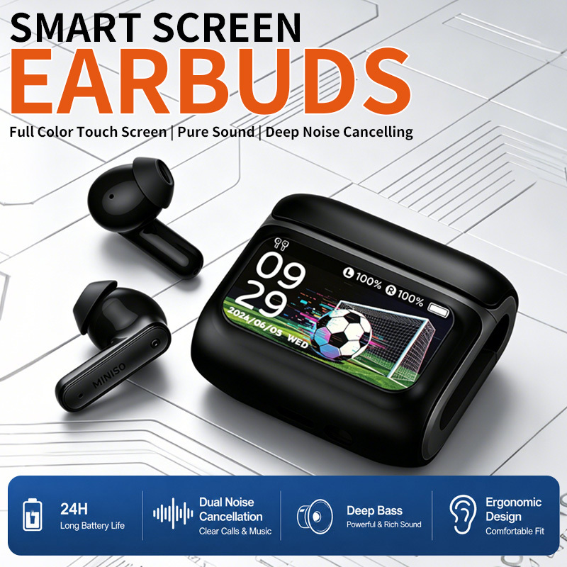 Image of Smart Touch Screen Earbuds Dual Adaptive Anc, Sound, Wireless 6.0 Low Latency, Control, Perfect For Daily Study And Valentine's Gift