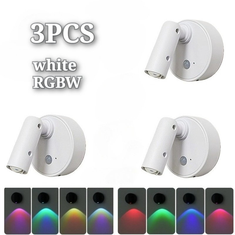 3pcs Minimalist Round Hill Spotlights, Motion Sensor Light Indoor, Adjustable Rgbw Lighting Effects, Modern Styling, Suitable For Cabinet Lighting, & Ambient Lights
