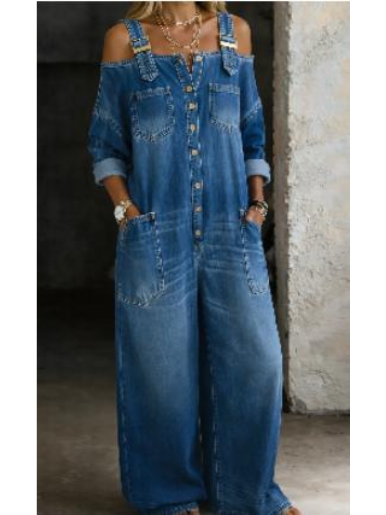 Retro Oversized Wide Leg Romper Streetwear