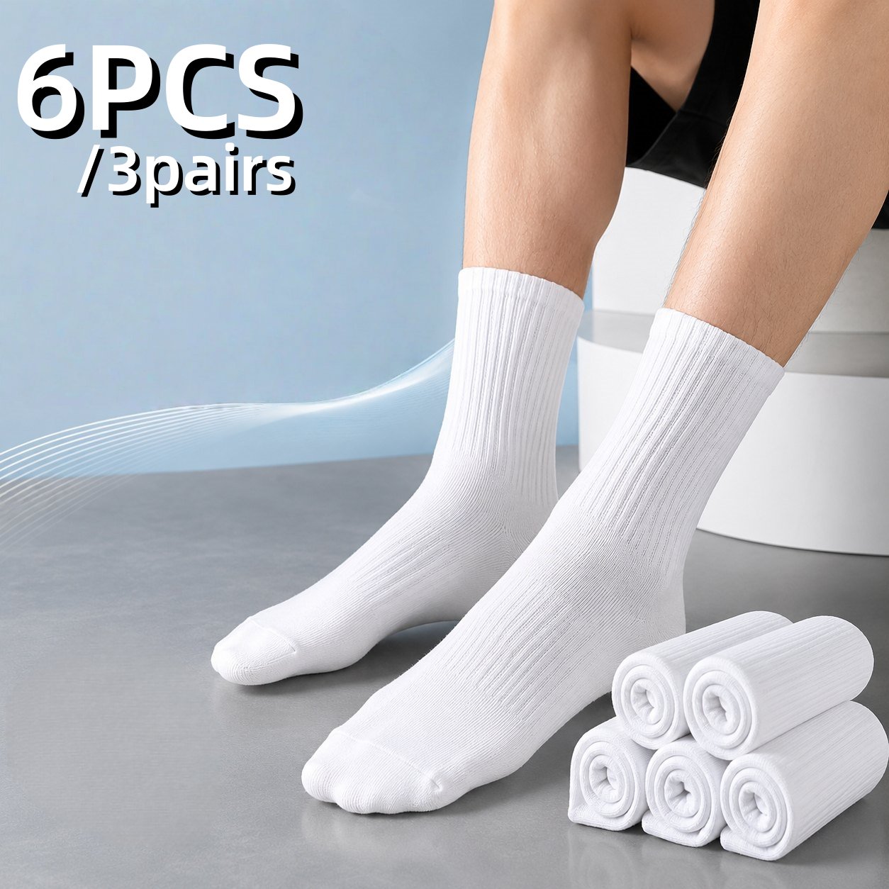 TEMU 20pcs (10 Pairs) / 10pcs (5 Pairs) / 6pcs (3 Pairs) Unisex Mid-calf Socks (ankle Style) - Versatile White Socks For Casual, Business, And Sports