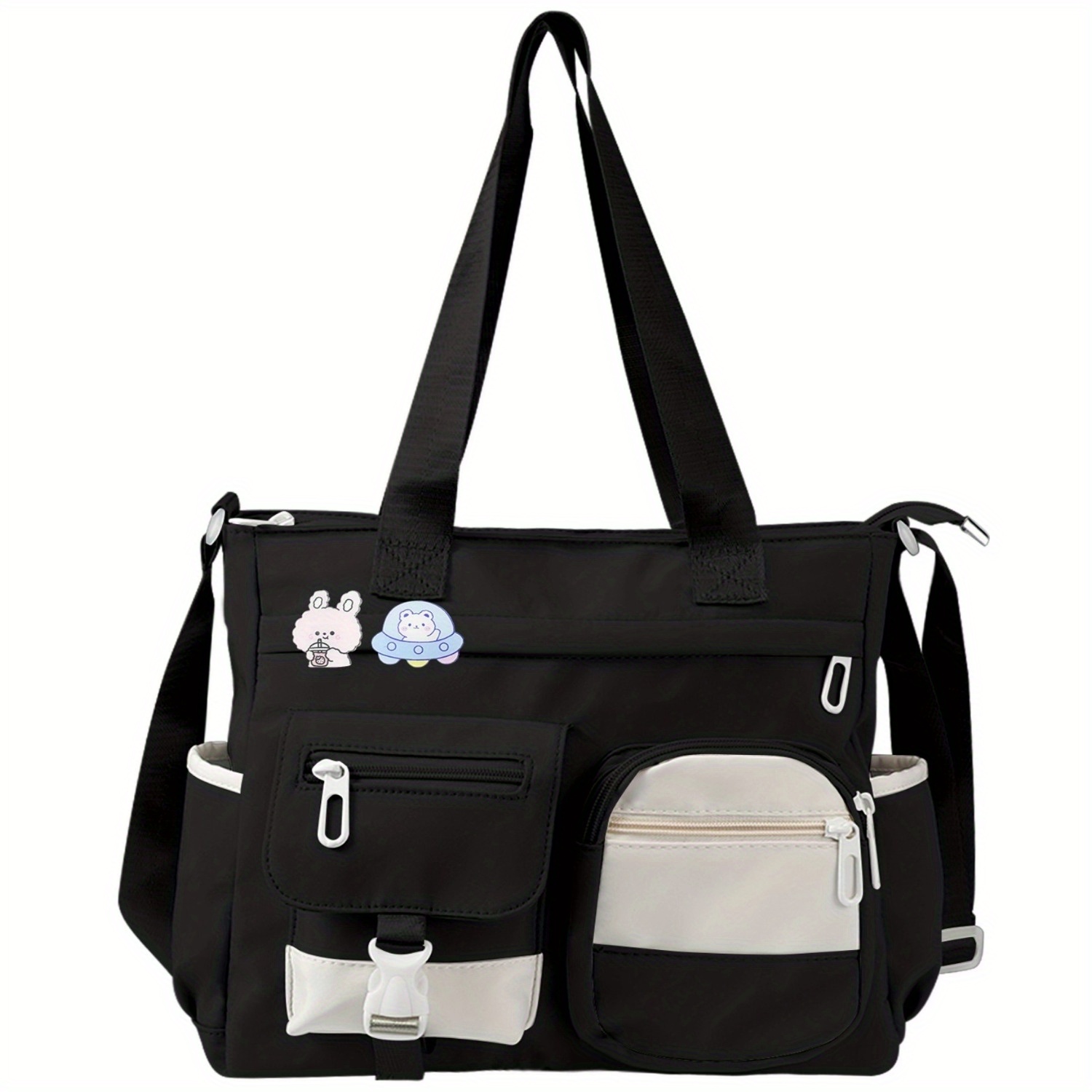 Temu – TEMU Large Capacity Tote Bag Casual Multi Pockets Handbags Shoulder Bag With Pocket Bags Work Purses