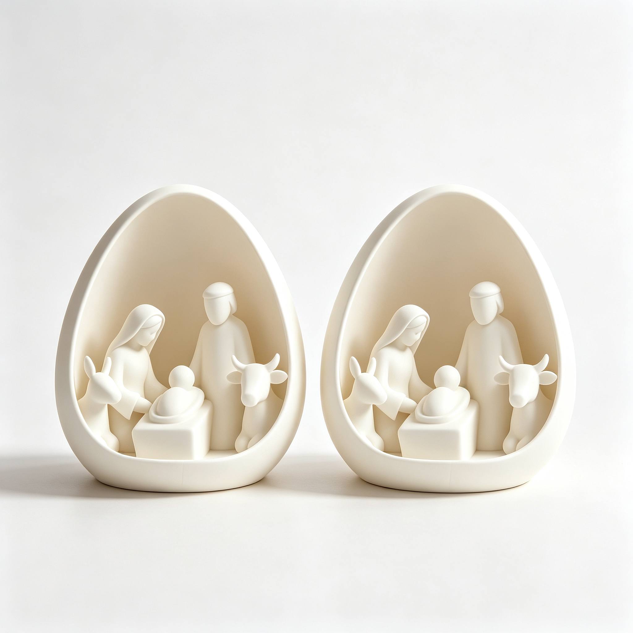 TEMU Lot de 2 figurines de la Sainte Famille Scène de la - Ensemble de crèche en plastique d'œuf, style moderne, convient pour Noël, décoration de