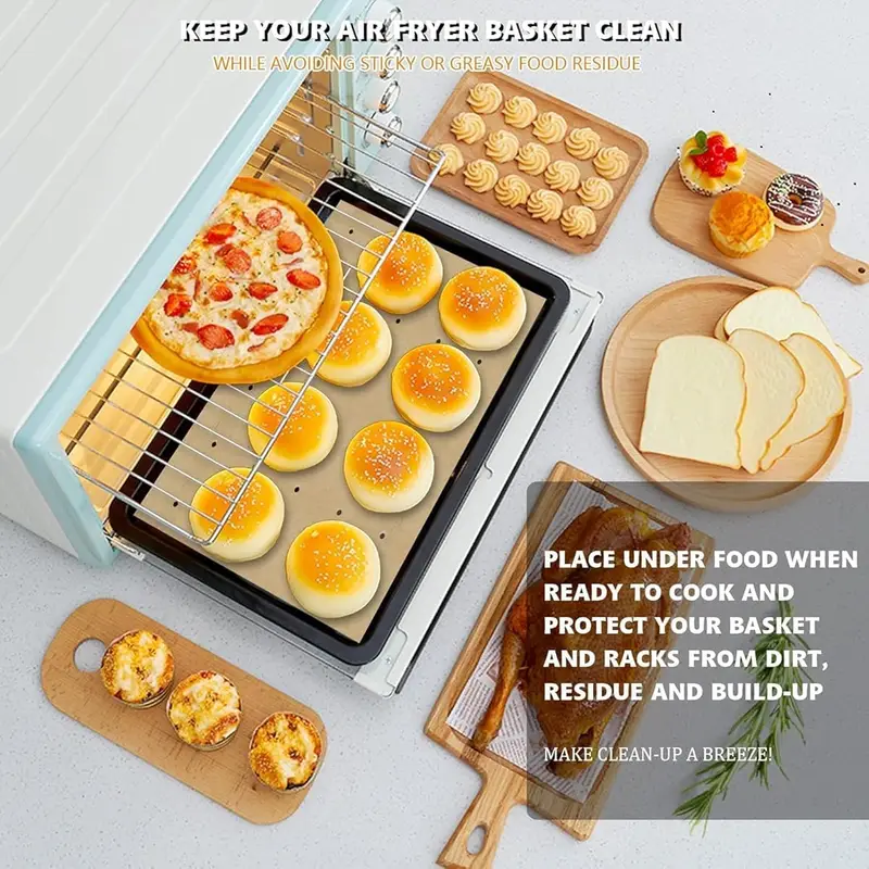200pcs unbleached air fryer parchment paper liners - 11x9 inch perforated rectangular disposable baking sheets for cuisinart, , , , black decker - , easy , cooking, kitchen & restaurant use, air fryer accessories, kitchen essentials, perforated design, nonstick surface Product details 0