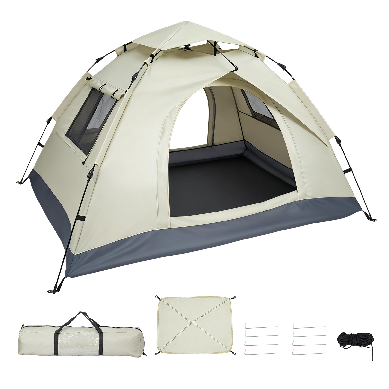 TEMU Tente de camping instantanée automatique pour 2-3 personnes, abri extérieur avec rideau divisé pour , portable avec sac de transport pour toutes