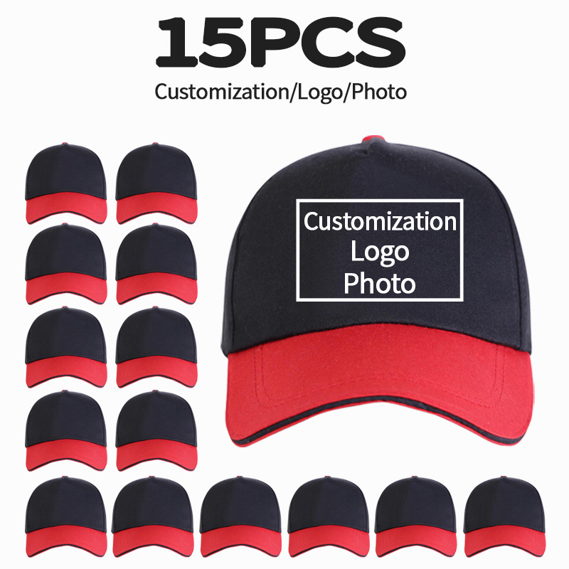 15pcs Customizable Baseball Caps, Lightweight Adjustable Sun Hats