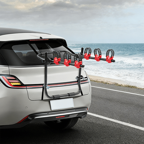 bike rack for car 3 bike foldable red and carrier 44 lbs capacity with anti wobble straps heavy duty yet fits sedans wagons and suvs for road trips and bike holder car bike rack for suv