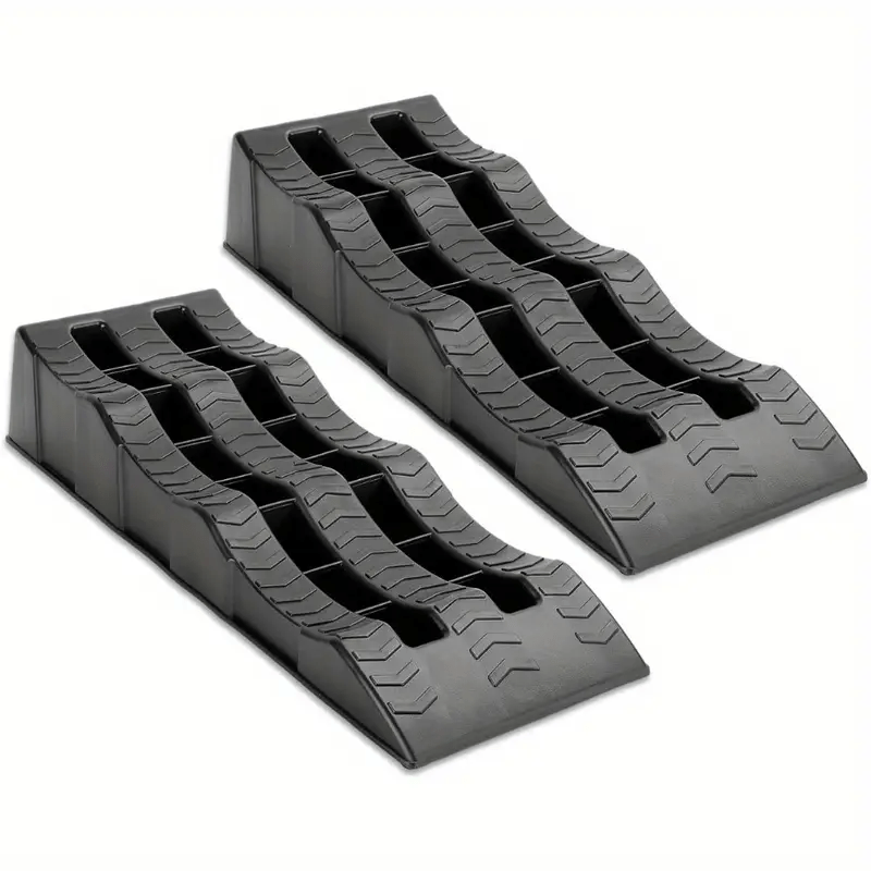 TEMU 2pcs Car Ramps 4 Ton Plastic Ramps Wavy Ramp Car Ramps Heavy Duty 3 Step Car Lift Ramps Leveling For Home Garage Motorhome Portable To Carry