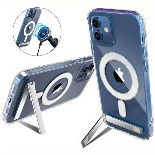 phone case acrylic magnetic transparent hard shell with adjustable bracket detachable suitable for iphone 17 17air 16 15 14 13 12 11 7 8 plus pro compatible x xs xr 12min 13min 16e phone cases