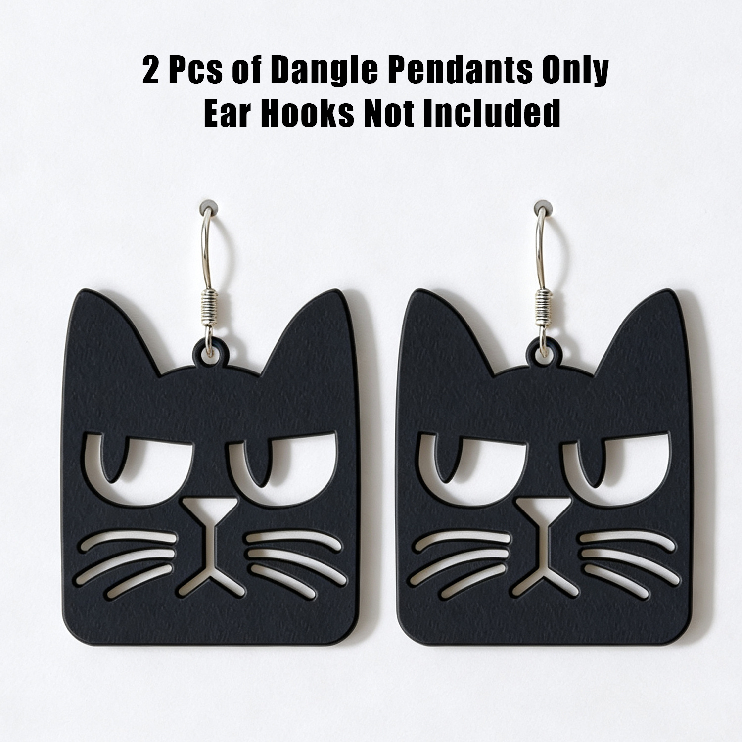 TEMU 2pcs Gothic Black Cat Face Hollow Dangle Drop Earrings, Lightweight [pendant ]