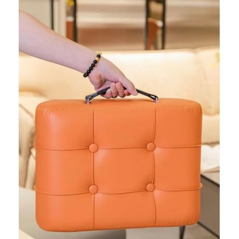 Decor Retro Scratch-Resistant Leather Ottoman Stool - 40cm Green