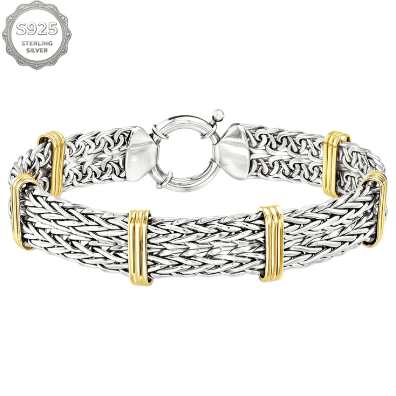 TEMU 925 Silver Wheat-link Bracelet For Men Women - Unisex Woven Rope Chain, Silvery And Hypoallergenic Jewelry, Great Gift For Husband Boyfriend Dad