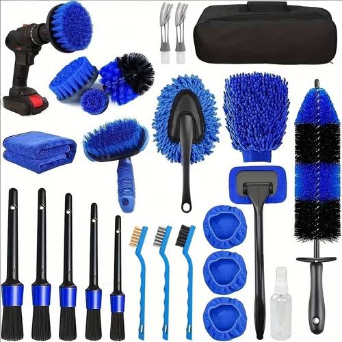 car cleaning tool set multi purpose cleaning brushes chenille gloves dual use polishing and cleaning sponge wheel brush car wash cloth etc suitable for fine maintenance of car and and boats motorcycles