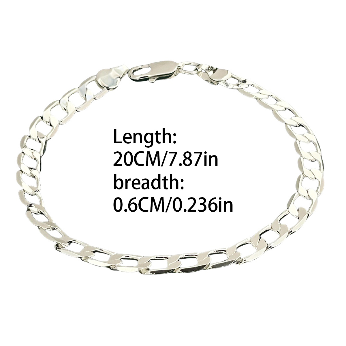 TEMU Elegant 925 Sterling Silvery Bracelet - Choose From 6mm, 8mm, 10mm, Or 12mm Widths - Perfect Fashion Gift