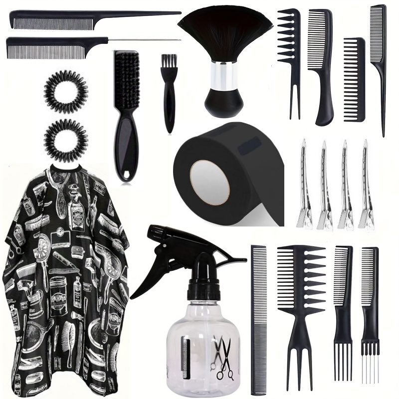 TEMU 22 capes de coiffeur professionnelles pour salon - Inclut des capes de coupe de cheveux, un pince à cheveux, un peigne, une brosse pour le cou,