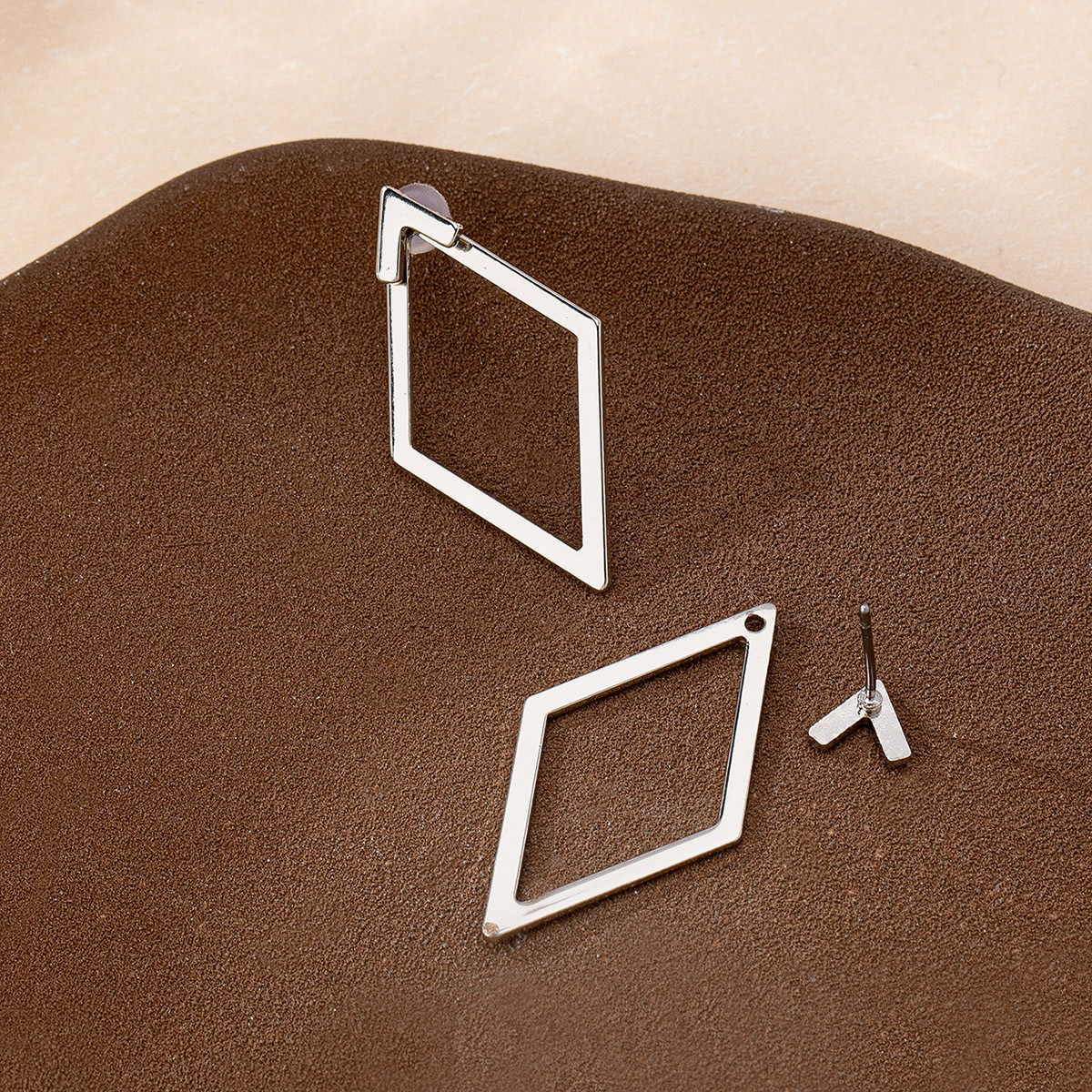 Fashion Double Layer Triangular Rhombus Stud Earrings, Geometric Style