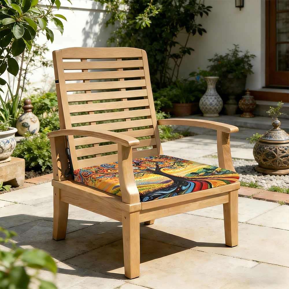 1pc Spiral Flower Tree Pattern Courtyard Chair Seat Cushion, Indoor And Outdoor Seat Cushions, Back Cushions, Size 19.7*17.7*1.57inch, Suitable for Garden Chairs, Office Chairs And Floor Seats. Soft And Comfortable