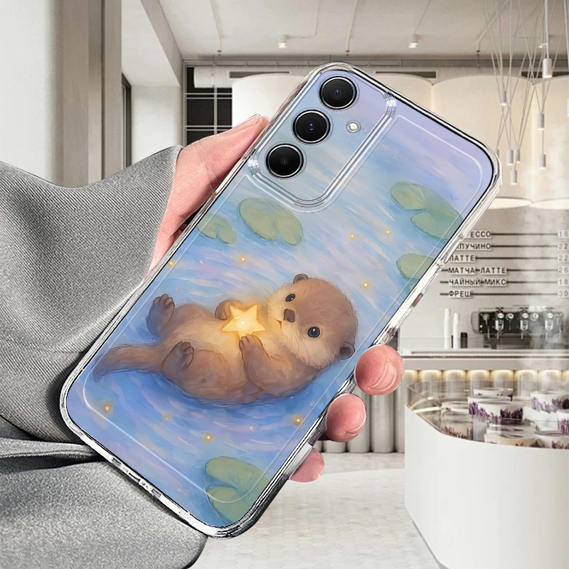 Image of Phone Case: Galaxy Otter Hug Pattern, A Stylish Transparent Phone Case Suitable For Iphone 17/ 16/ 15/ 14/ 13/ 12/ 11/ X/ Xs/ Xs Max/ Xr/ / Air/ Plus And Galaxy