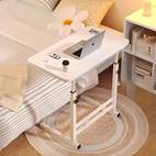 1 mobile adjustable height computer desk on wheels 360 rotating bedside table white metal study desk for home bedroom dorm students professionals space saving multifunctional workstation office desk modern bedroom furniture sturdy construction