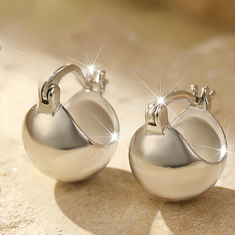 TEMU Silvery S925 Ball Stud Earrings - Hypoallergenic, Simple, Suitable For Everyday And Party Wear, Perfect For , Valentine's Day, Christmas, ,